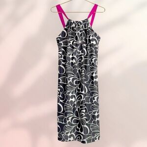 Athleta Floral Print Kokomo Dress  Women’s S (4/6) Aloha Asphalt (Black)